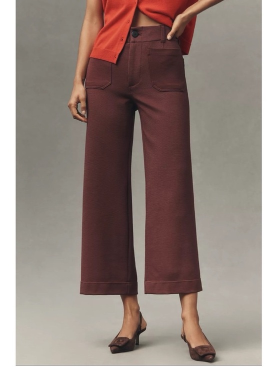 Anthropologie Pants - Anthropologie The Colette Knit Crop Wide-Leg Pants Burgundy 26
